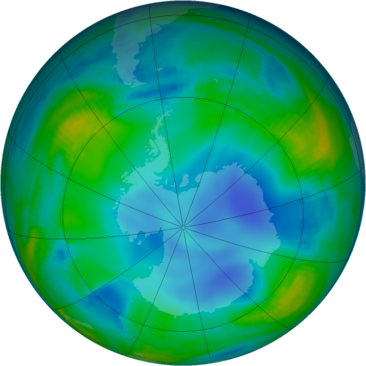 Antarctic ozone map for 14 June 1988